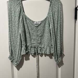 Hollister Floral Green Women's Top Size M